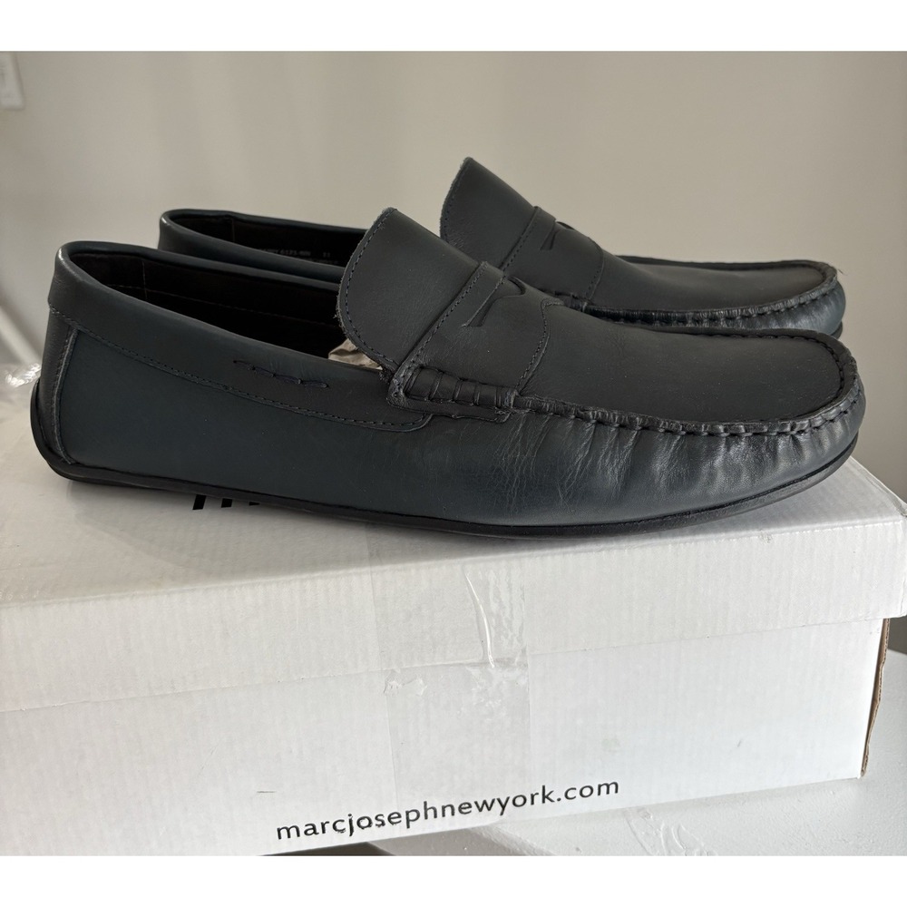Marc Joseph New York Nebraska Loafers Men's 11 Navy Nappa Leather Driving Shoes